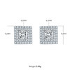 Exquisite Square S925 Silver Plated Platinum Moissanite Diamond Pendant Earnail Set 2